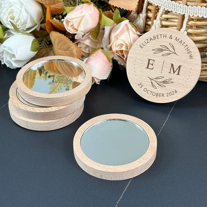 Miroir de poche bois personnalisé mariage — vue 3