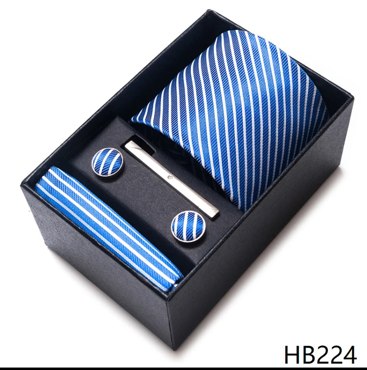 Coffret Cravate Mariage Homme Pochette et Boutons de Manchette