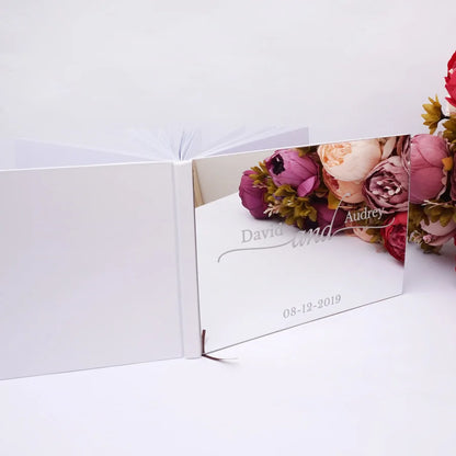 Livre d'Or Mariage Personnalisé Effet Miroir Doré ou Argenté