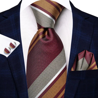 Coffret Cravate Mariage Homme avec Pochette et Manchettes