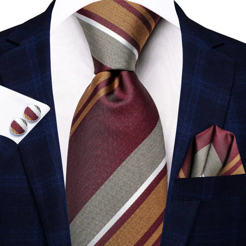 Coffret Cravate Mariage Homme avec Pochette et Manchettes — Modèle 3766