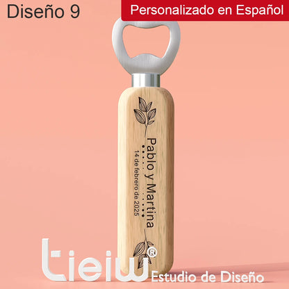 Cadeau invité mariage décapsuleur bois gravé — vue 24