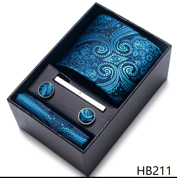 Coffret Cravate Mariage Homme Pochette et Boutons de Manchette