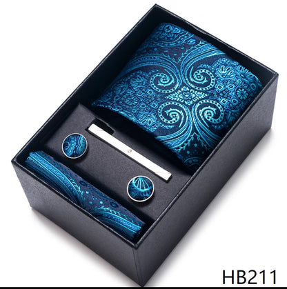 Coffret Cravate Mariage Homme Pochette et Boutons de Manchette