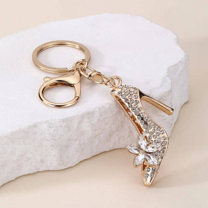Porte-clé escarpin strass doré mariage — vue 5