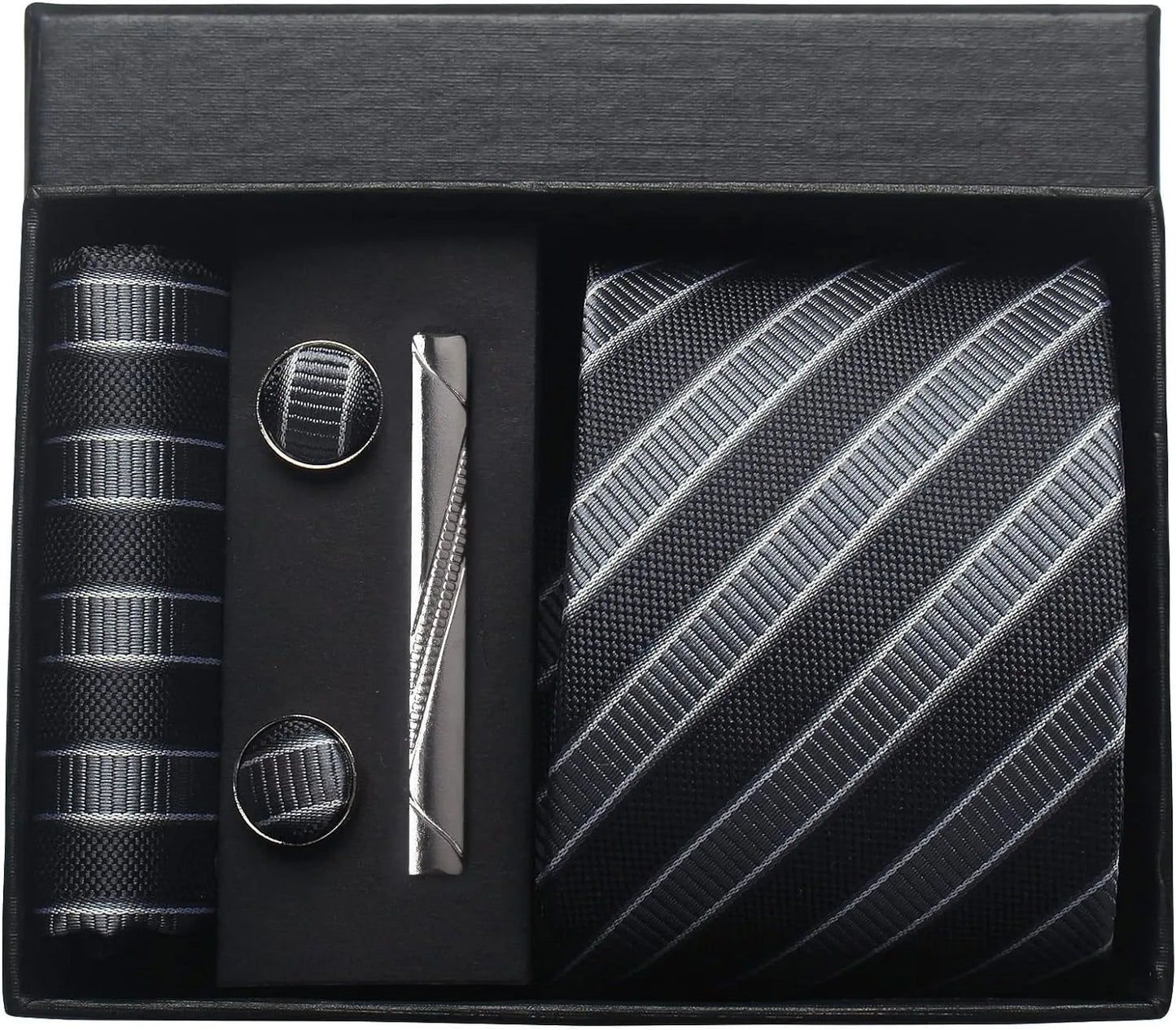Coffret Cravate Mariage 8 cm Pochette Pince et Manchettes