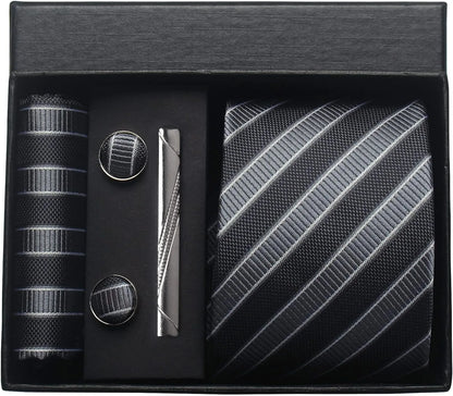 Coffret Cravate Mariage 8 cm Pochette Pince et Manchettes