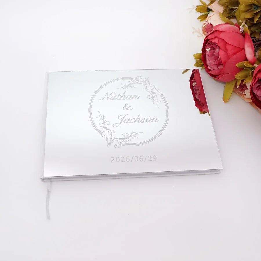 Livre d'Or Mariage Miroir Personnalisé Format Paysage 25x18 cm