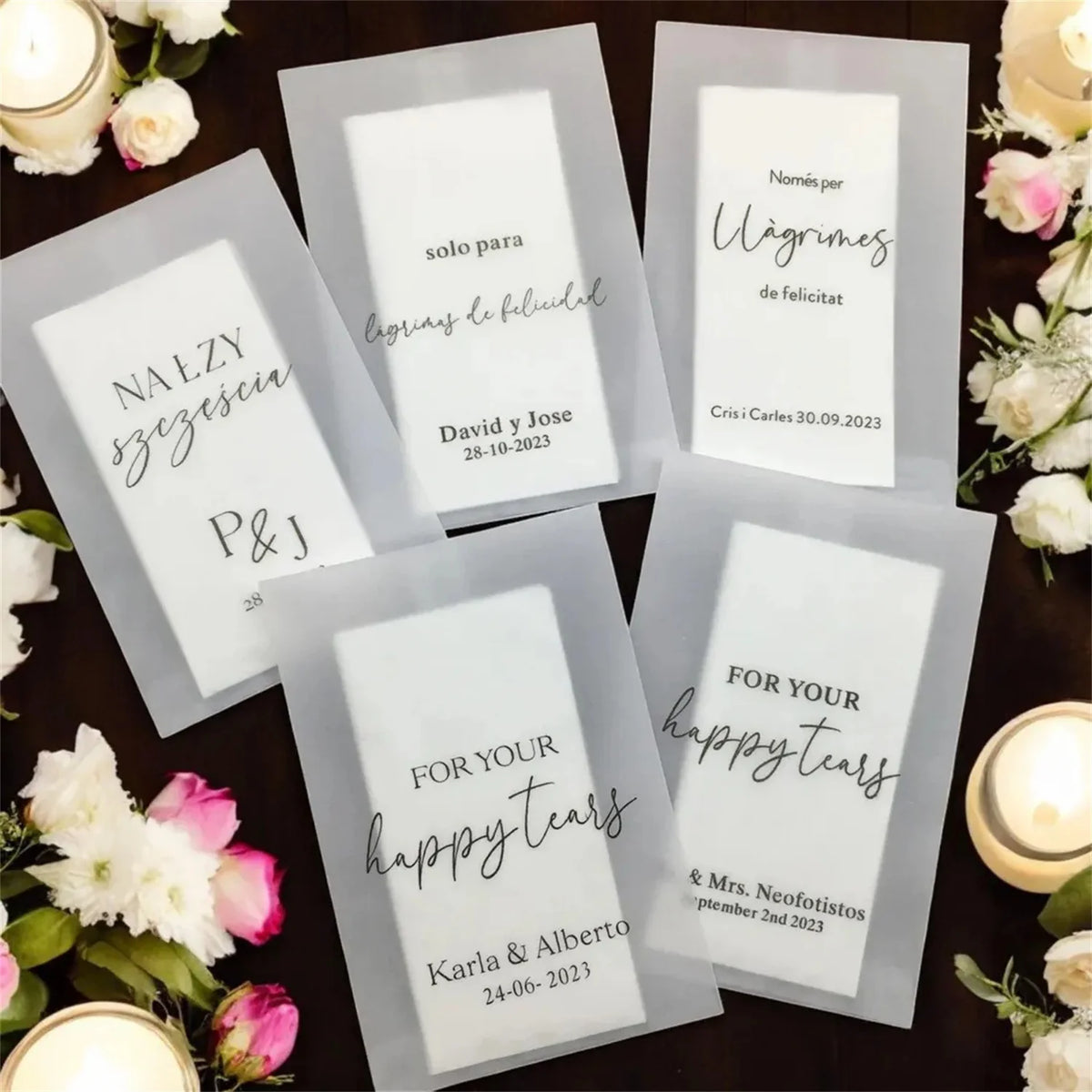 Pochettes mouchoirs larmes de joie mariage
