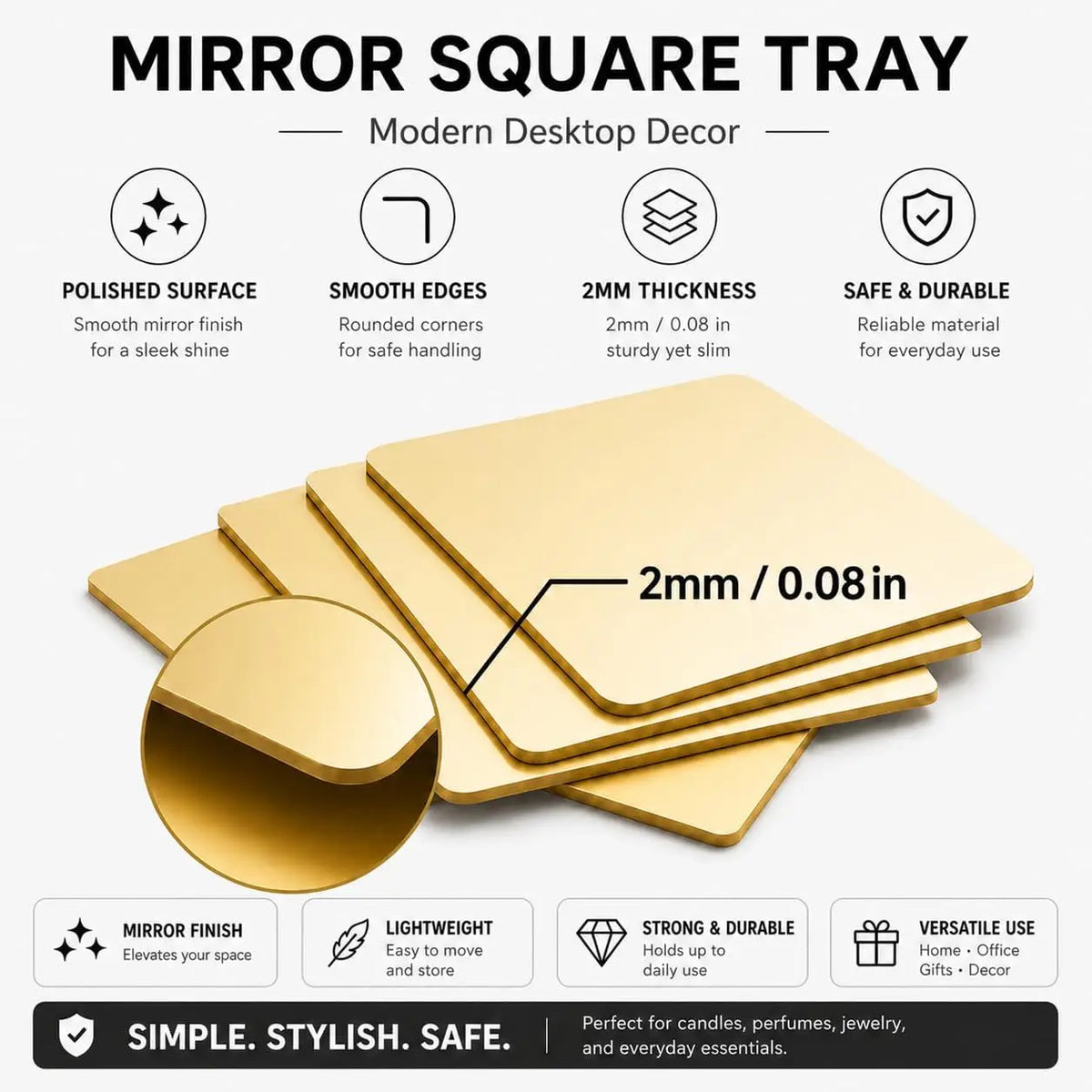 Lot de 24 miroirs carrés dorés — vue 3