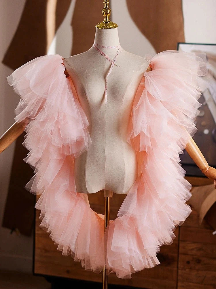 Étole Mariée Tulle Volants Superposés