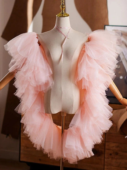 Étole Mariée Tulle Volants Superposés