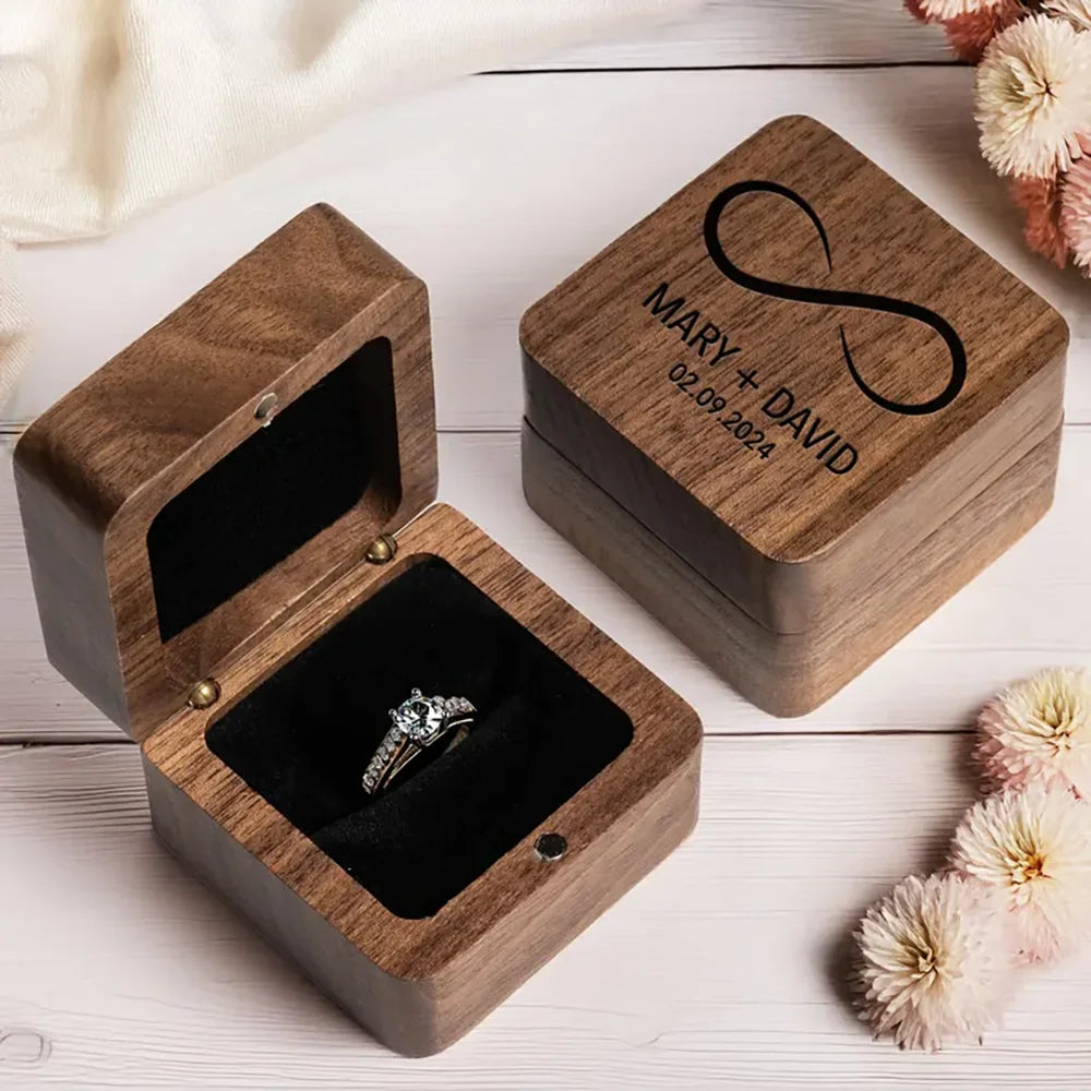 Boîte alliance mariage noyer personnalisée — vue 3