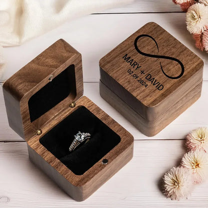 Boîte alliance mariage noyer personnalisée — vue 3