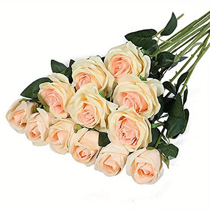 Fleurs artificielles mariage roses 12 tiges