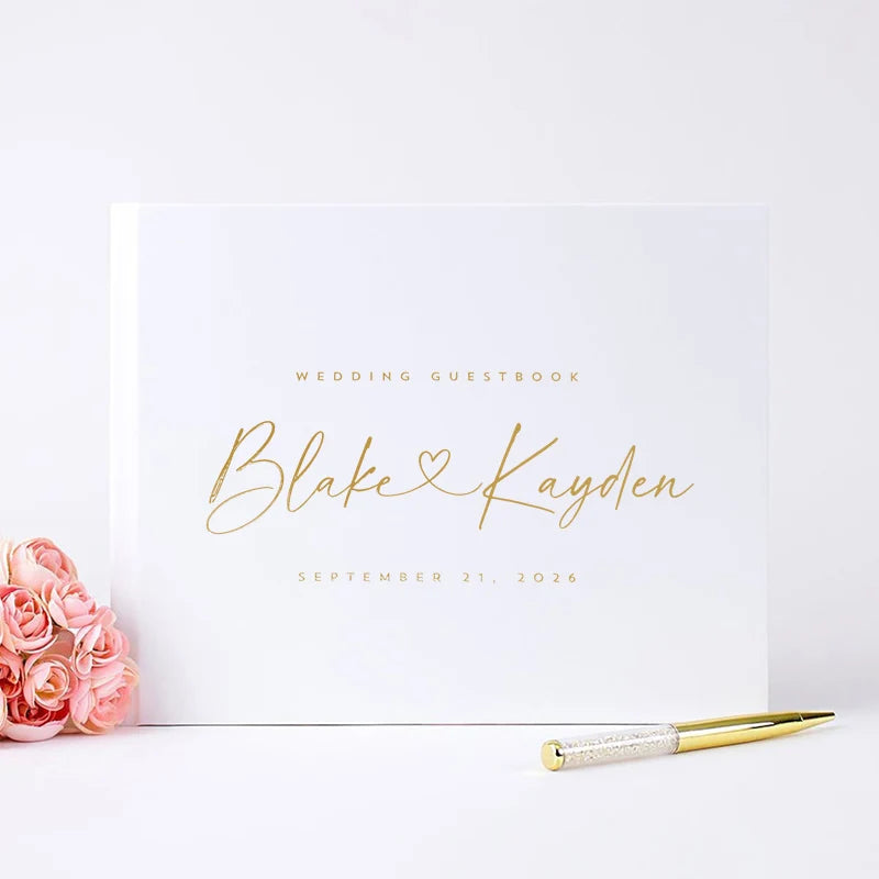 Livre d'or mariage blanc personnalisé couverture rigide
