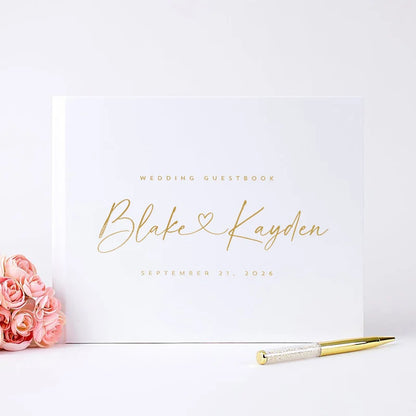 Livre d'or mariage blanc personnalisé couverture rigide