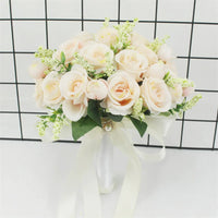 Bouquet de mariée fleurs artificielles roses satin — Champagne