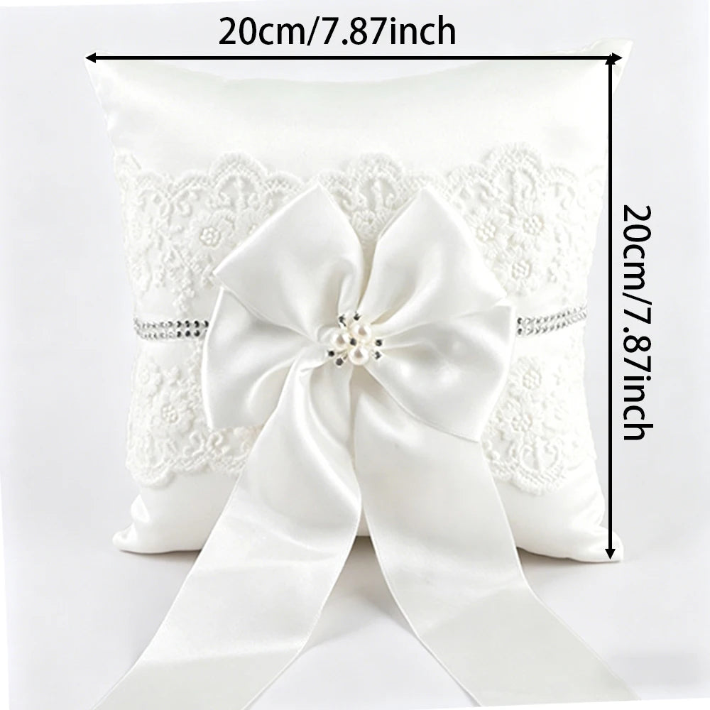 Coussin Alliance Dentelle Perles Blanc