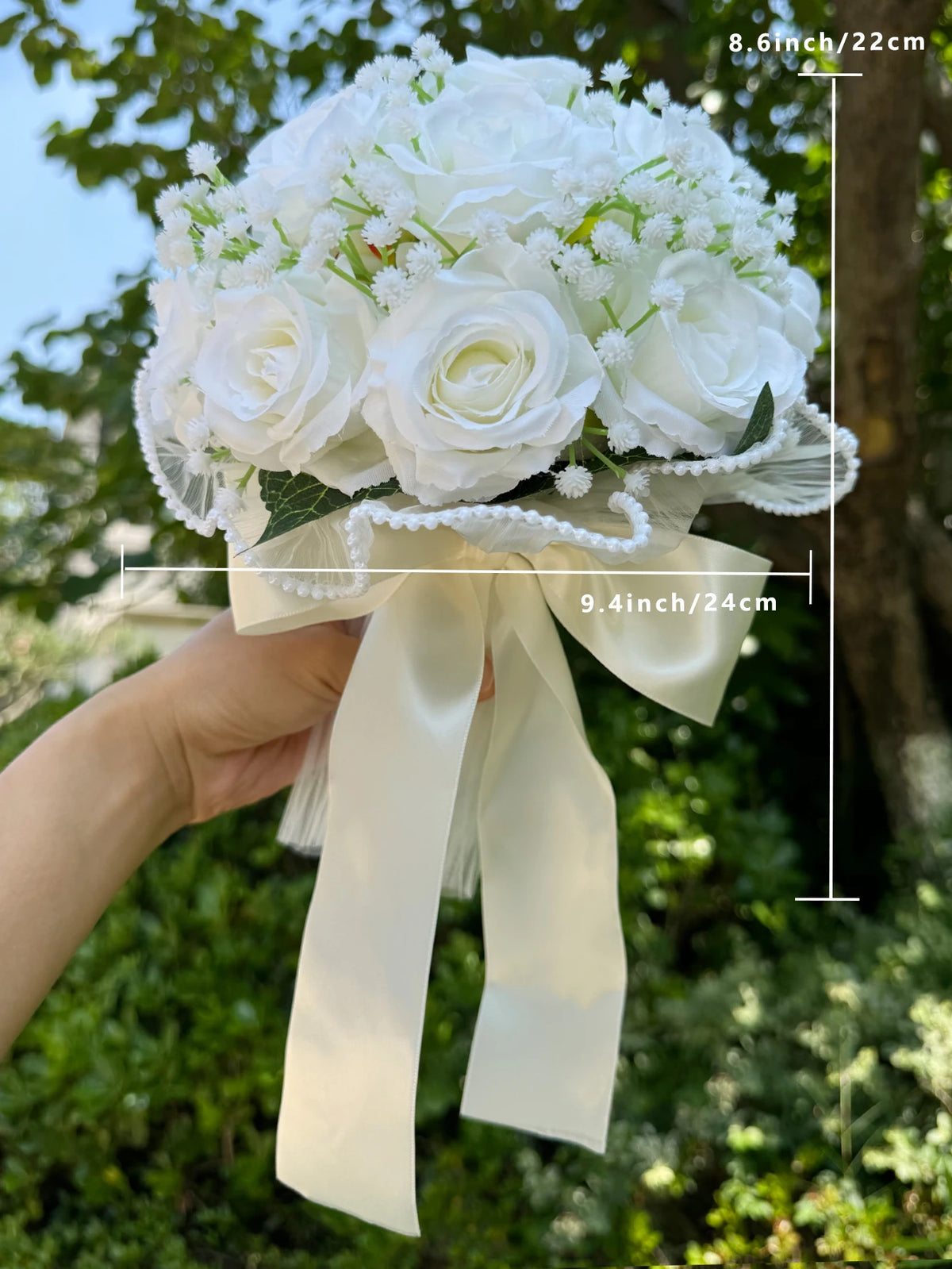 Bouquet de mariée roses et gypsophile — vue 3