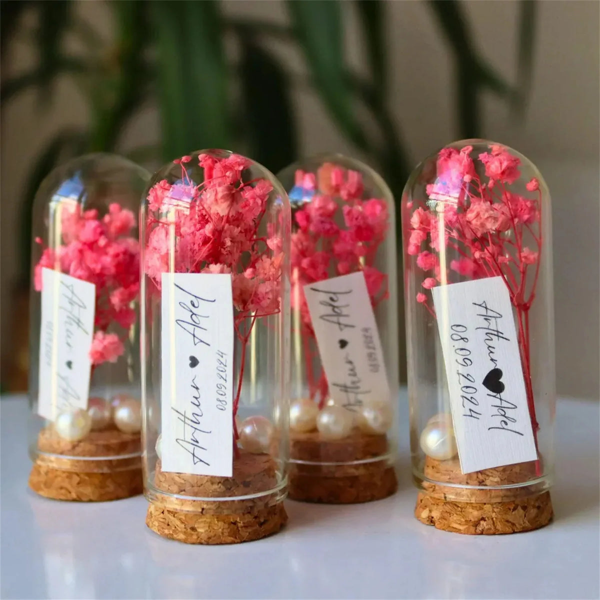 Cadeau invité mariage rose sous cloche — vue 31
