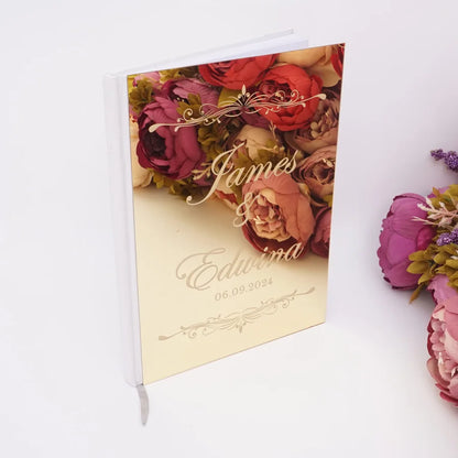 Livre d'Or Mariage Personnalisé Effet Miroir Doré ou Argenté