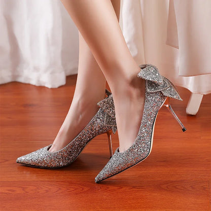 Chaussures de mariée pailletées argent