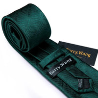 Cravate Mariage Homme Verte Pochette Boutons de Manchette — vue 3