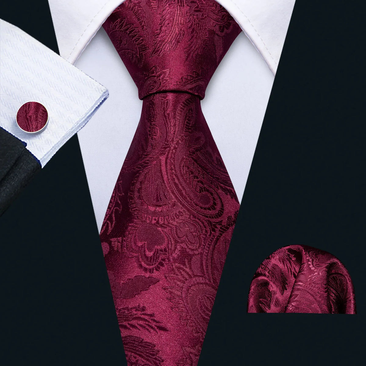 Cravate Mariage Homme Pochette et Manchettes — vue 38