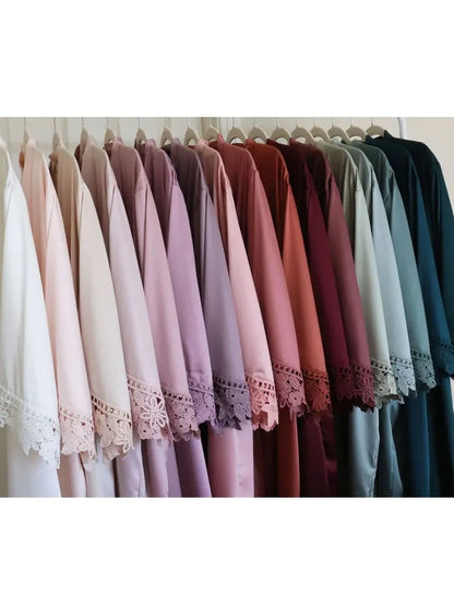 Peignoir Demoiselle d'Honneur Satin Dentelle — vue 3
