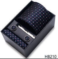 Coffret Cravate Mariage Homme Pochette et Boutons de Manchette — Noir Micro-Pois Rouges
