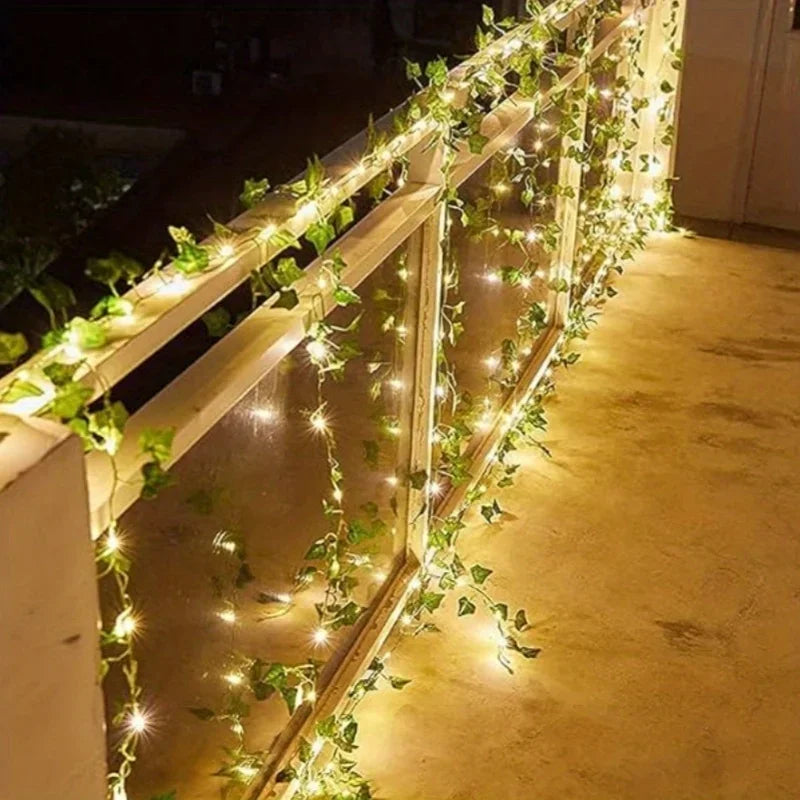 Guirlande lumineuse mariage solaire à feuilles — vue 5
