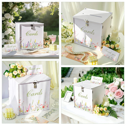Urne mariage fleurs aquarelle blanche