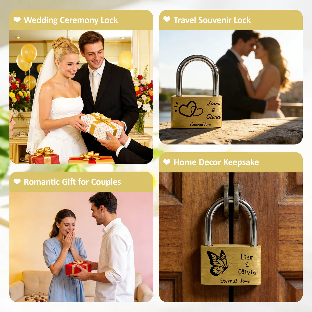 Cadenas d'amour personnalisé gravé