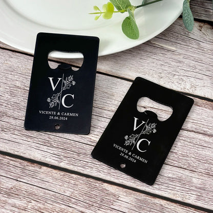Décapsuleur carte métal personnalisé mariage — vue 4