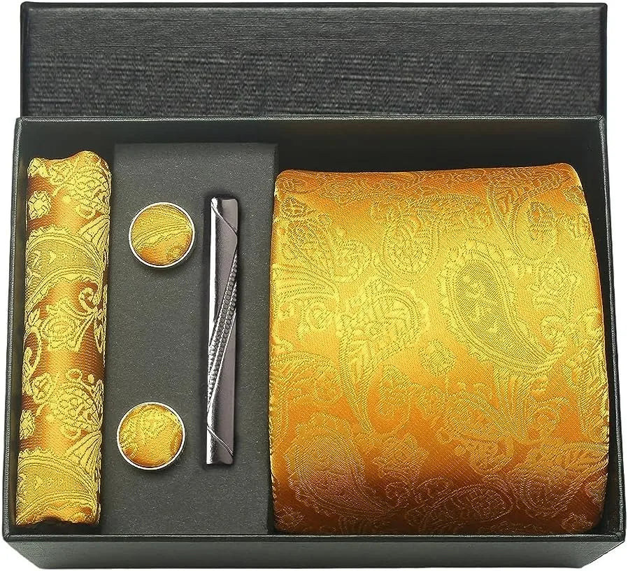Coffret cravate mariage pochette et boutons manchette