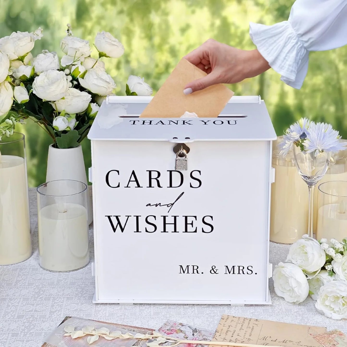 Urne mariage acrylique à fente pour enveloppes