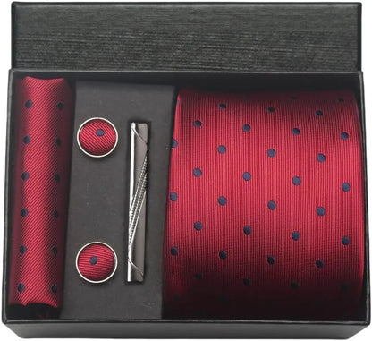 Coffret Cravate Mariage 8 cm Pochette Pince et Manchettes