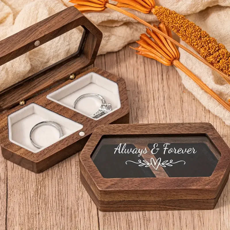 Boîte alliance bois hexagonale vitrée