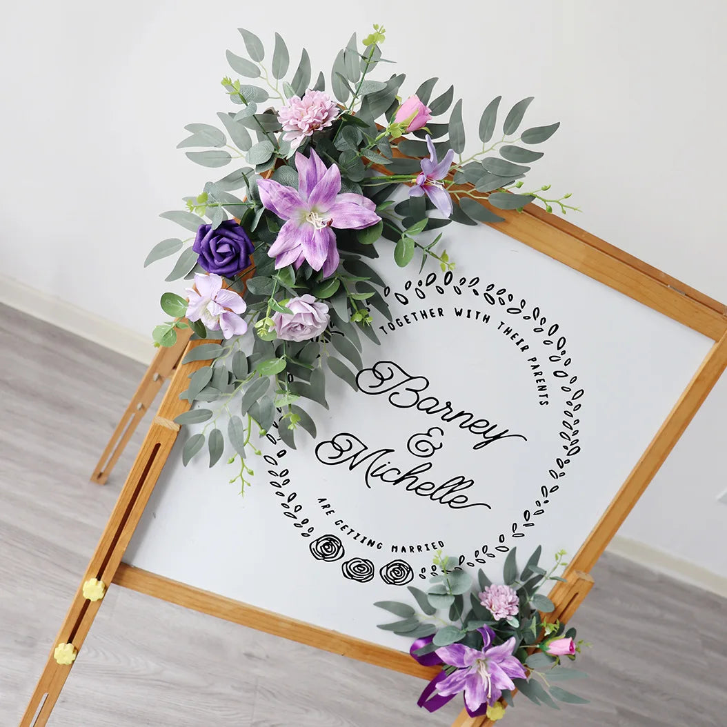 Guirlande fleurs artificielles panneau mariage arche