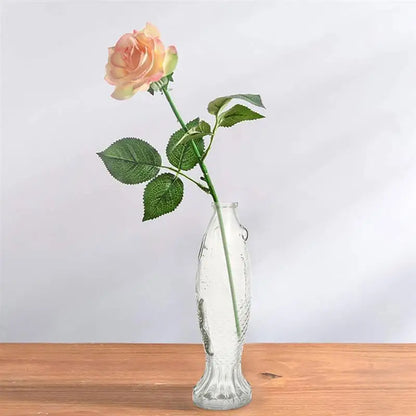 Vase bouteille en verre et bois — vue 2
