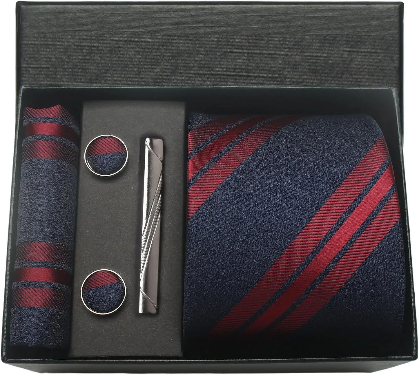 Coffret Cravate Mariage 8 cm Pochette Pince et Manchettes