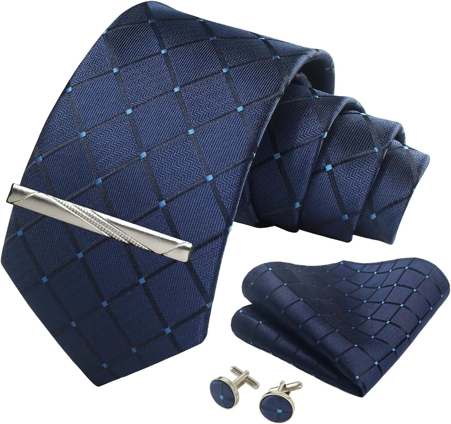 Coffret Cravate Mariage 8 cm Pochette Pince et Manchettes