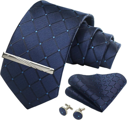 Coffret Cravate Mariage 8 cm Pochette Pince et Manchettes