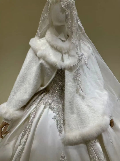 Cape et étole mariée d'hiver