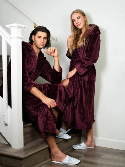 Peignoir couple personnalisé à capuche