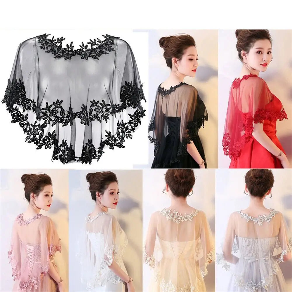 Étole Mariée Cape Tulle Dentelle Brodée