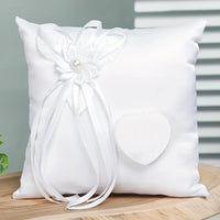 Coussin alliance satin blanc écrin cœur — vue 5