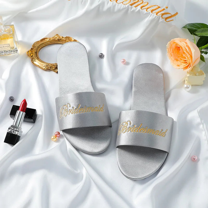 Chaussons mules de mariée en satin