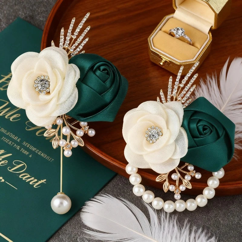 Corsage Poignet Mariage et Boutonnière Assortie